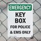 Signmission Key Box For Police And EMS Only, 10 in W x Rectangle, Plastic OS-2PACK-EM-P-1014-V-10458 - alternate 3